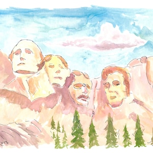 Mount Rushmore in South Dakota in Bright Sunlight - Limited Edition Fine Art Print - Original Painting available