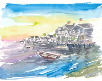 Nantucket Nautical Amazing Waterfront Scene - Limited Edition Fine Art Print - Original Painting available