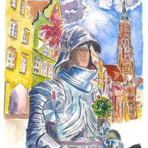 Knights, Armor and a Perfect Day in Landshut - Limited Edition Fine Art Print - Original Painting available