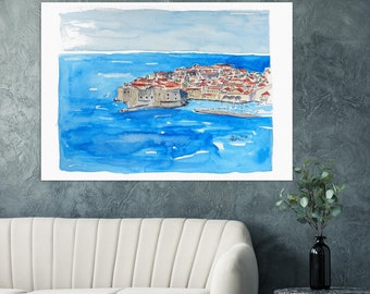 クロアチア、ドゥブロヴニク、アドリア海の真珠 - オリジナル絵画と