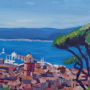 Saint Tropez Summer Sun Seaview in France - Limited Edition Fine Art Print - Original Painting available