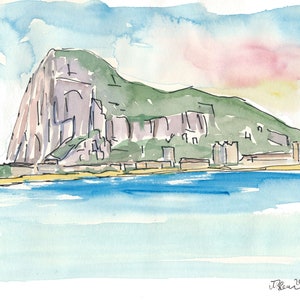Gibraltar Rock and Sea - Limited Edition Fine Art Print - Original Painting available