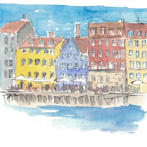 Copenhagen Waterfront Scenery I - Limited Edition Fine Art Print - Original Painting available