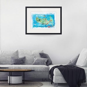 Madeira Portugal Island Illustrated Map with Landmarks and Highlights - Fine Art Print image 2