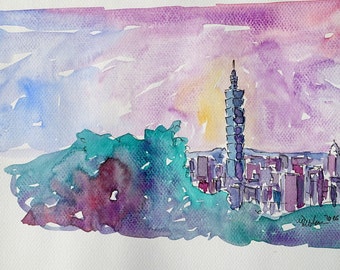 Taipei Taiwan Skyline with 101 Tower - Limited Edition Fine Art Print