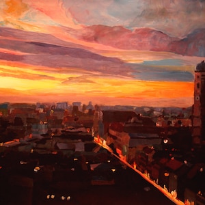 Munich Sunset Skyline with Church of Our Lady Painting - Fine Art Print Available