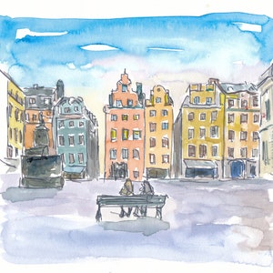 Stockholm Sweden Street Scene Gamla Stan Stortorget - Fine Art Print - Original available
