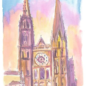 Chartres Cathedral in a Dreamy Light - Limited Edition Fine Art Print - Original Painting available