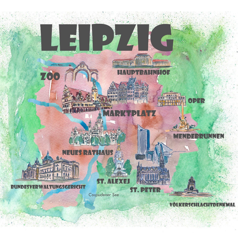 Leipzig Germany - Touristic Favorites Map of Highlights