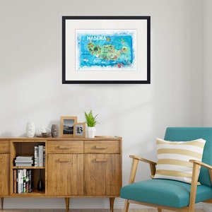 Madeira Portugal Island Illustrated Map with Landmarks and Highlights - Fine Art Print image 10