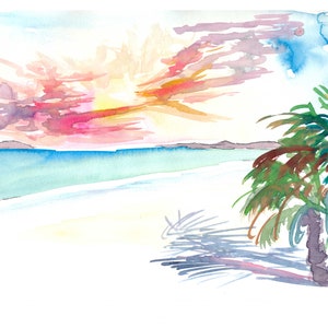 White Sandy Beaches in Martinique West Indies - Limited Edition Fine Art Print - Original Painting available
