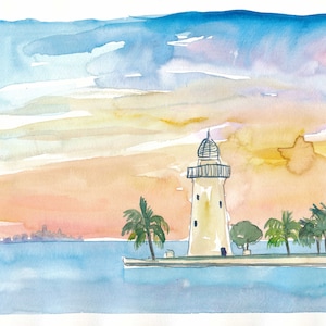 Boca Chita Key Biscayne Lighthouse - Limited Edition Fine Art Print - Original Painting available