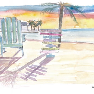 Southernmost Beach Key West Morning Glory - Original Painting & Art Print