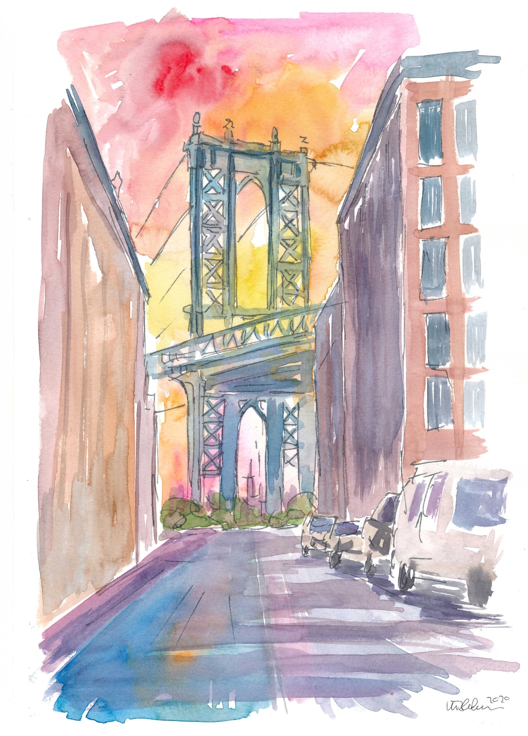 Very Special View to Manhattan Bridge New York at Sunset - Limited ...