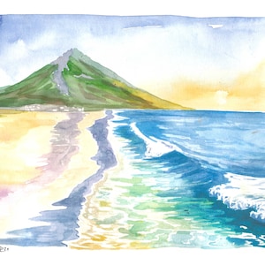 Astonishing Achill Island Beach Scene with Slievemore in Ireland - Limited Edition Fine Art Print - Original Painting available