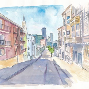 Escena de la calle con vista al centro de San Francisco