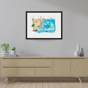 Monaco Monte Carlo Illustrated Map With Landmarks and Highlights - Fine ...