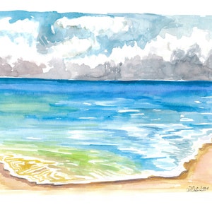 Blue Pacific Ocean in Santa Cruz California Beach- Limited Edition Fine Art Print - Original Painting available