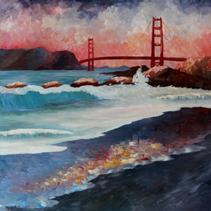 Olas del puente Golden Gate cerca de San Francisco California