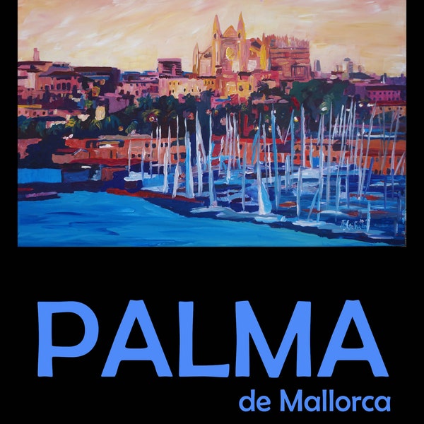 Affiche de voyage rétro Palma de Majorque - Impression de style vintage