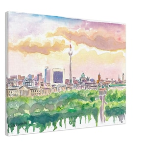 Berlin Germany Cityscape with Vanilla Sky - Limited Edition Fine Art Print - Original Painting available