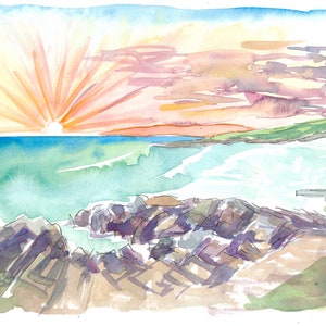 Raue Romantische Küste Äußere Hebriden Harris Schottland - Limitierte Auflage Fine Art Print - Original Gemälde erhältlich