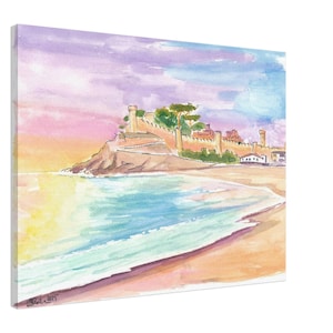 Tossa de Mar Costa Brava Spanischer Strandblick - Limitierte Kunstdruck / Fine Art Print - Originalgemälde erhältlich
