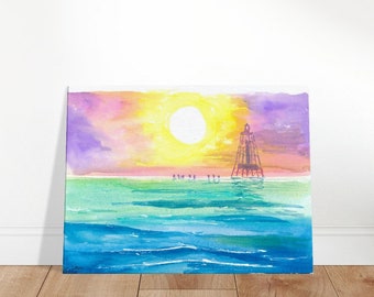 Florida Keys Sunset with Sand Key Lighthouse - Limited Edition Fine Art Print - Original Painting available