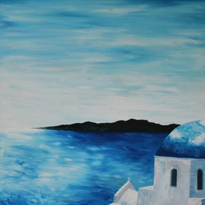 Santorini, Griechenland - Blue Dome - Limitierter Fine Art Print