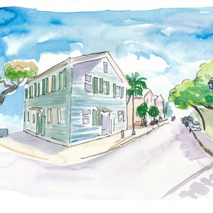 Mile 0 Marker Key West - Sunny Whitehead Street - Impresión de bellas artes de edición limitada - Pintura original disponible