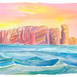 Helgoland Red Rocks Scene From North Sea - Limited Edition Fine Art ...