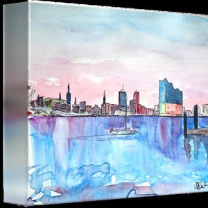 Hamburg Skyline with Elbe Philharmonic Hall at Dusk Painting & Fine Art Print image 10