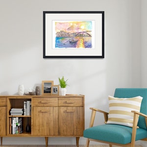 Porto Portugal Old City with Ponte Luís I and Sunset - Limited Edition Fine Art Print - Original Painting available image 4