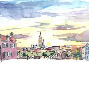 Charleston South Carolina USA Skyline Impressionistic View - Original Painting & Art Print