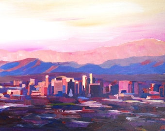 Phoenix Arizona Skyline at Dusk with Phoenix Mountains