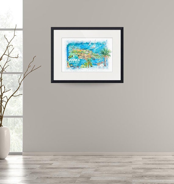 Jamaica Illustrated Travel Map With Roads and Highlights - Etsy