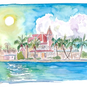 Southernmost Key West Florida Water Reflections and House - Limited Edition Fine Art Print - Original Painting available