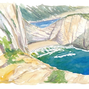 Zakynthos Greece Blue Turquoise Dreams at Navagio Shipwreck Beach - Limited Edition Fine Art Print - Original Painting available