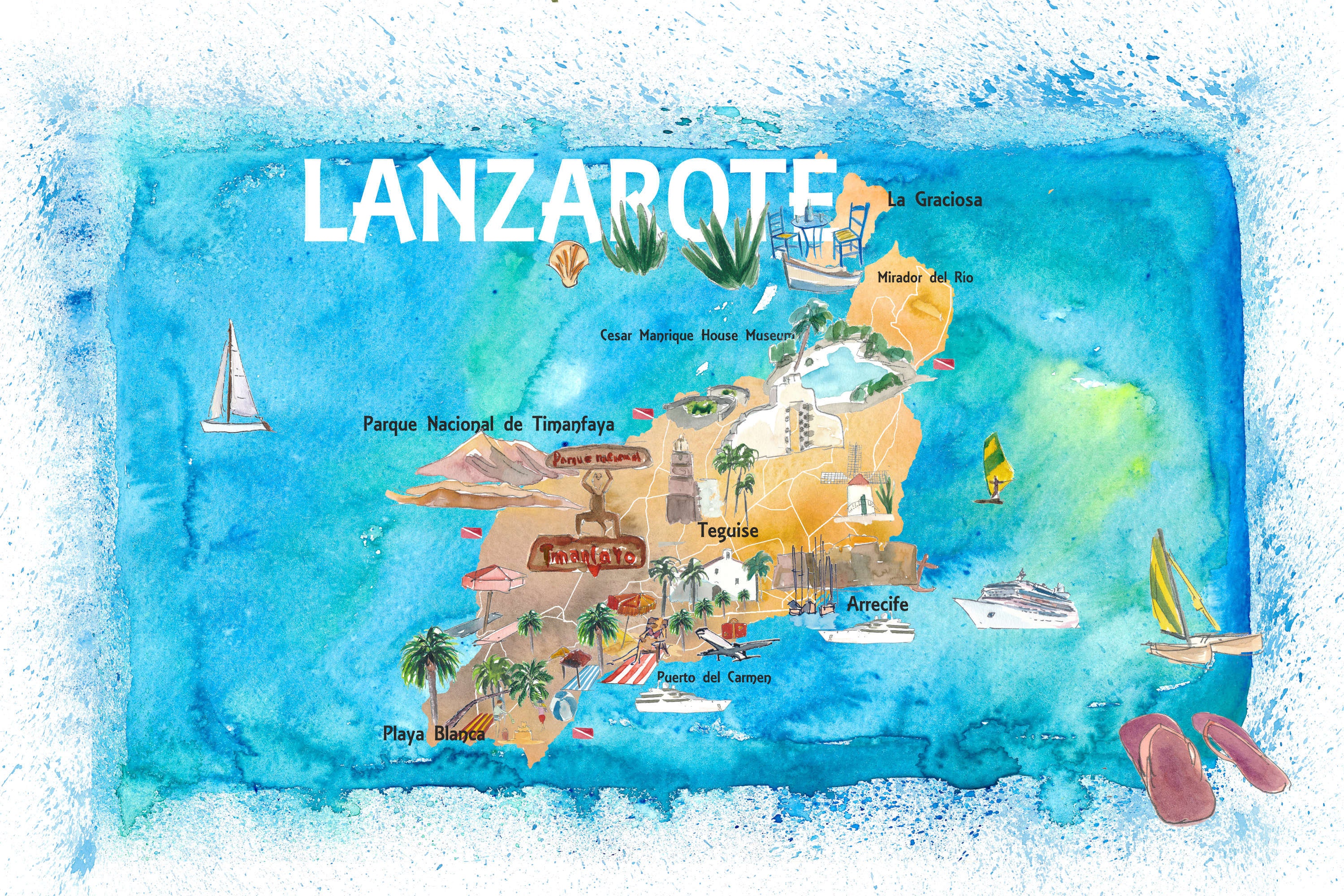 Carte Du Drapeau Des Îles Canaries Sur Fond Blanc Illustration 3d Avec