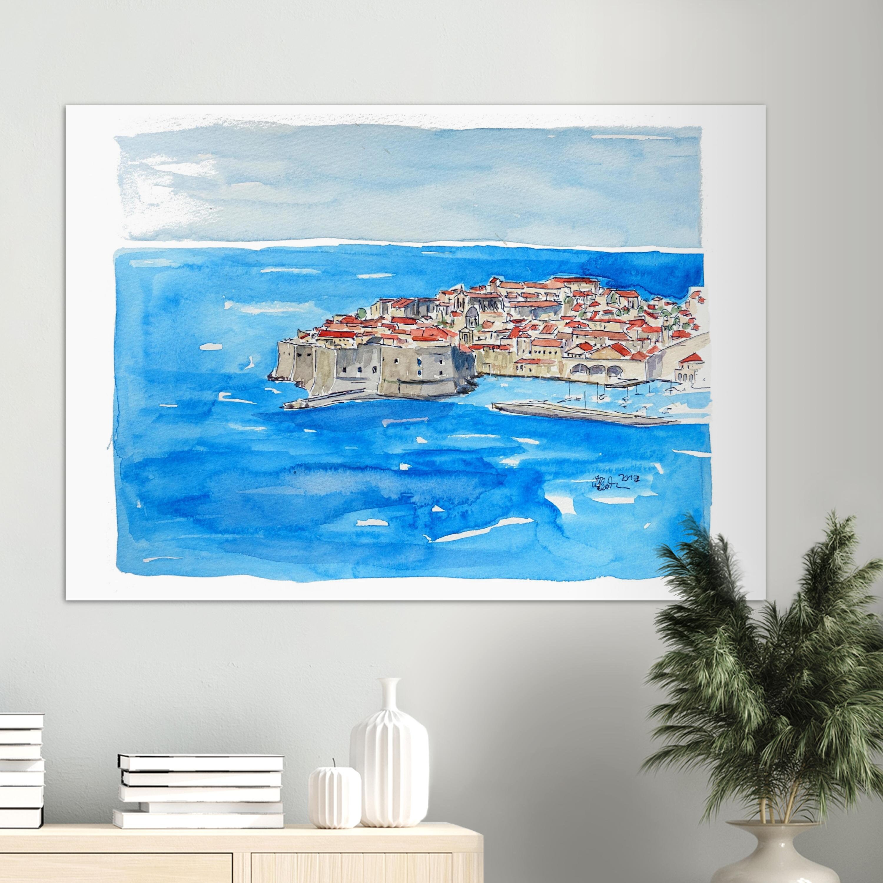 油絵　クロアチア　ドブロブニク　アドリア海の真珠　原画 アドリア海の真珠ドブロブニク | iichi 日々の暮らしを心地よく