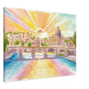 Incredible Rome Scene with Sunrays over Eternal City - Limited Edition Fine Art Print -