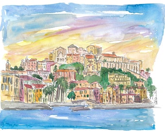Porto Maurizio Imperia Ligure Italy in Warm Sunlight - Limited Edition Fine Art Print - Original Gemälde erhältlich