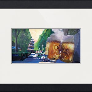 Munich Chinese Tower Beergarden in English Garden Painting & Fine Art Print