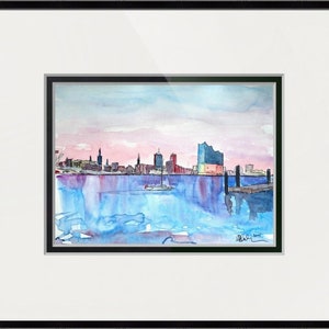 Hamburg Skyline with Elbe Philharmonic Hall at Dusk Painting & Fine Art Print image 8