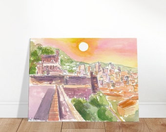 Monte Carlo View of City Monaco in Sunlight - Limited Edition Fine Art Print - Original Painting available