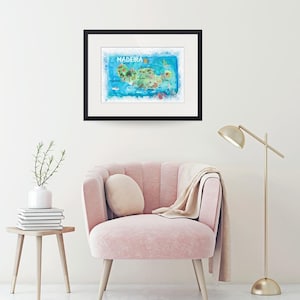 Madeira Portugal Island Illustrated Map with Landmarks and Highlights - Fine Art Print image 8