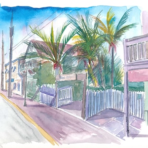 Blue Heaven Thomas St Patio Key West Florida - Limited Edition Fine Art Print - Original Painting available