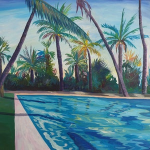 Serenity And Zen at The Cool Florida Pool - Fine Art Print Giclee - Original available