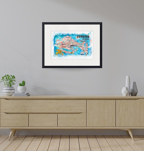 ANCIEN CARTE DE Venise Horizontal Italien Tapestry Mur Art Suspendu 30