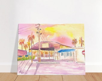 Naples Florida Tropical Street Scene at Sunset - Limited Edition Fine Art Print - Original Painting available